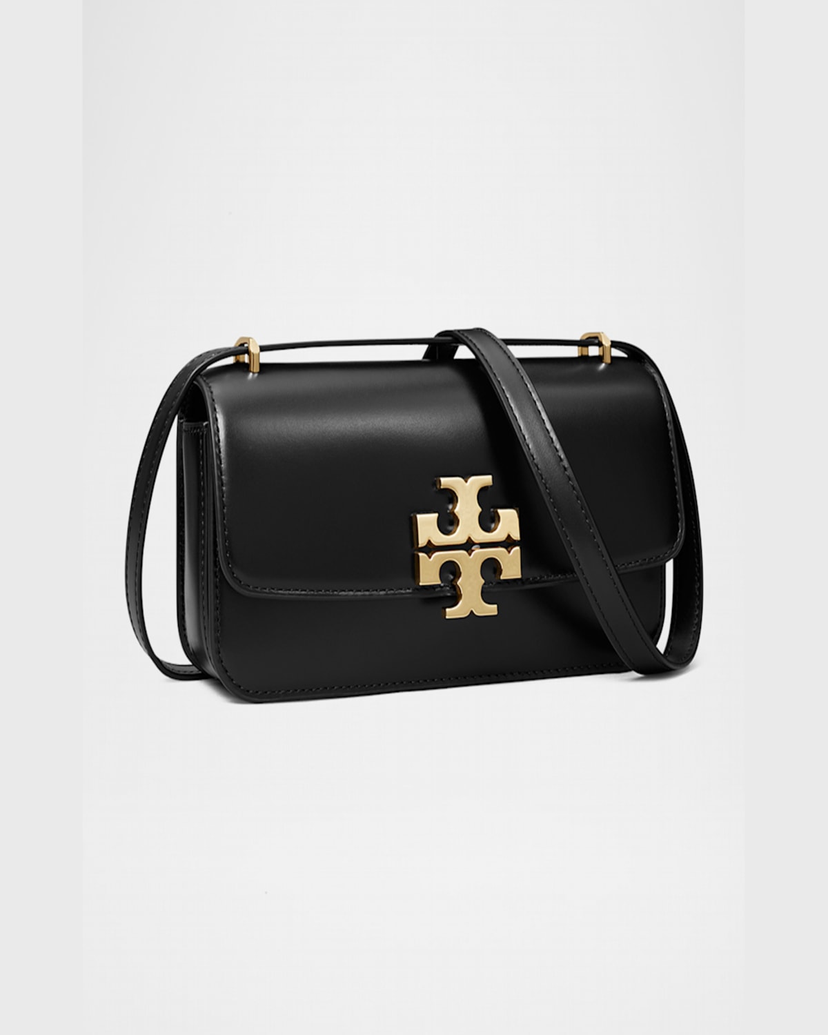 Tory Burch Convertible Eleanor Foldover Top Small Shoulder Bag In Black