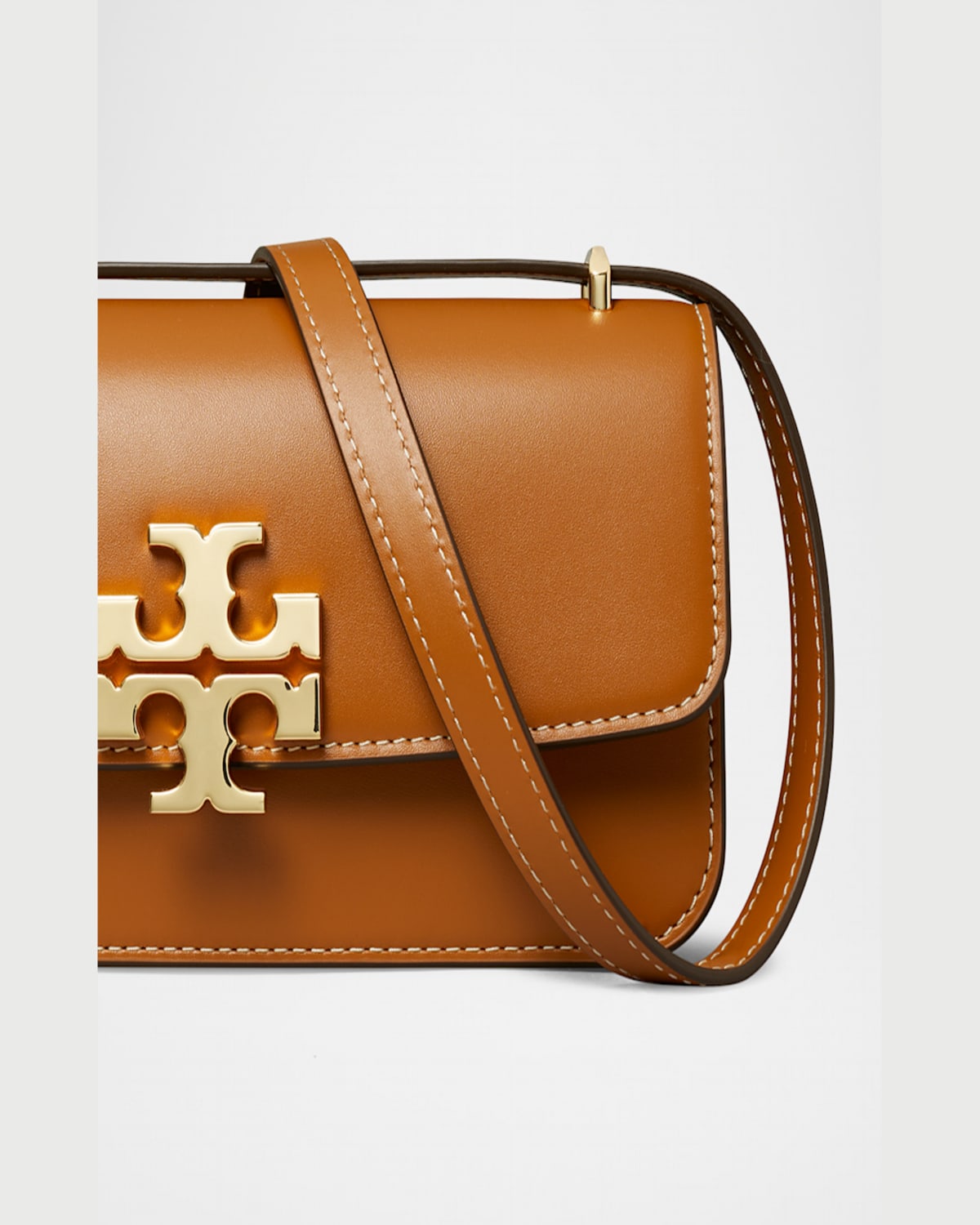 Tory Burch Small Eleanor Rectangular Convertible Leather Shoulder Bag In Whiskey