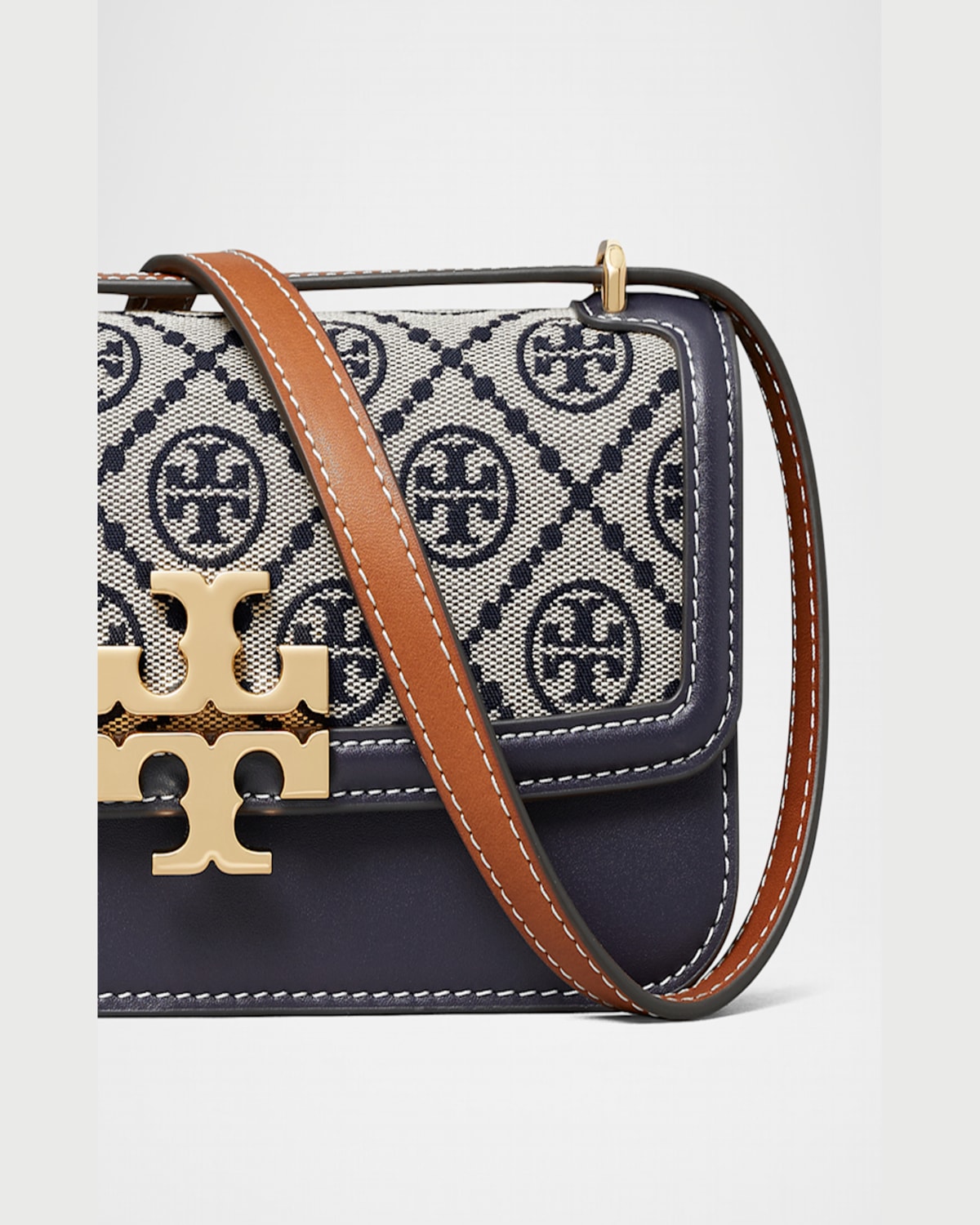 Tory Burch Eleanor Small T Monogram Converible Shoulder Bag In Tory Navy