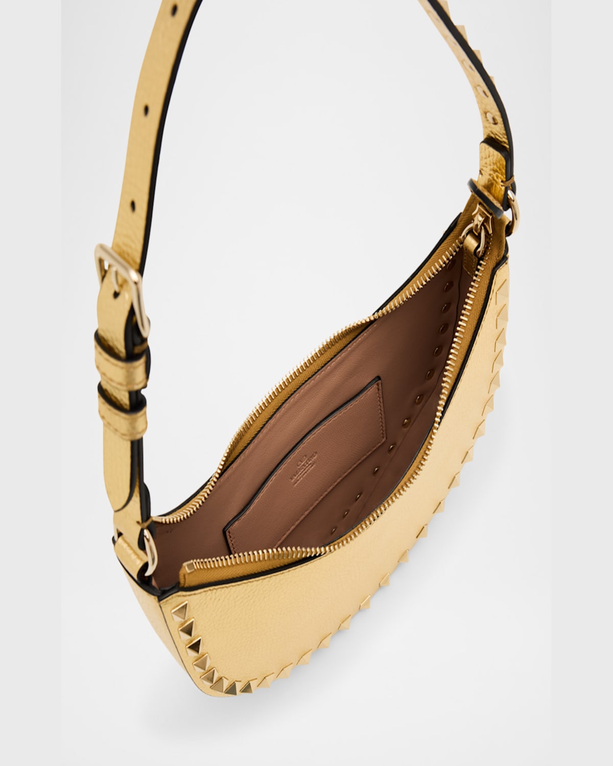 Valentino Rockstud Mini Leather Shoulder Bag In Old Gold