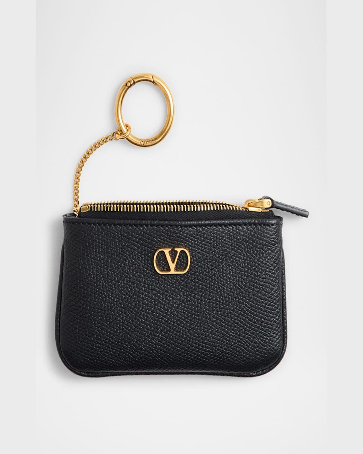 Valentino Vlogo Signature Leather Card Holder In Light Ivory