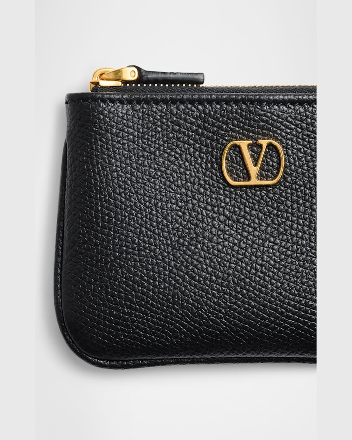 Valentino Vlogo Signature Leather Card Holder In Light Ivory