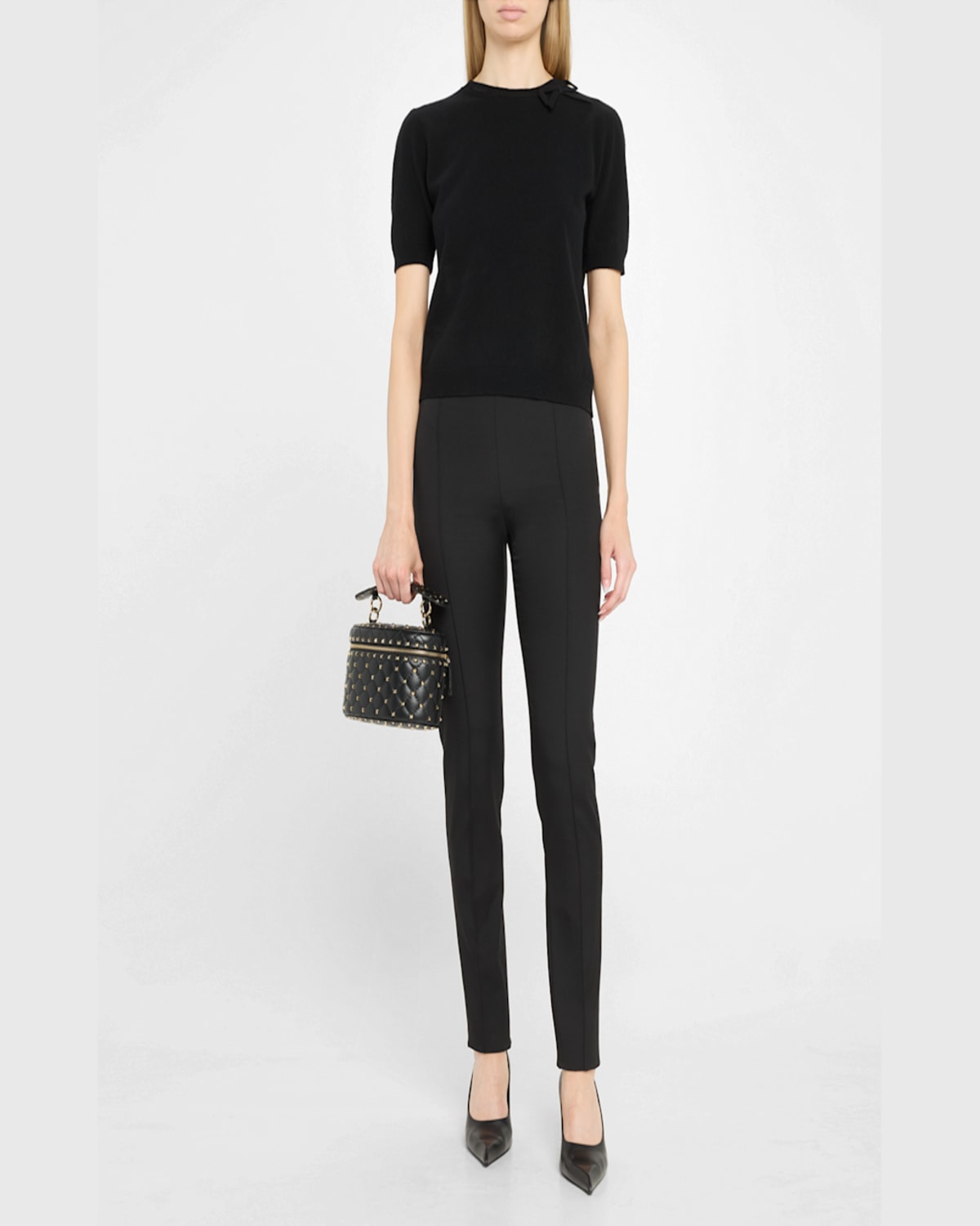 Valentino Garavani Black Quilted Leather Cylindrical Vanity Bag With Chain Women In Nero