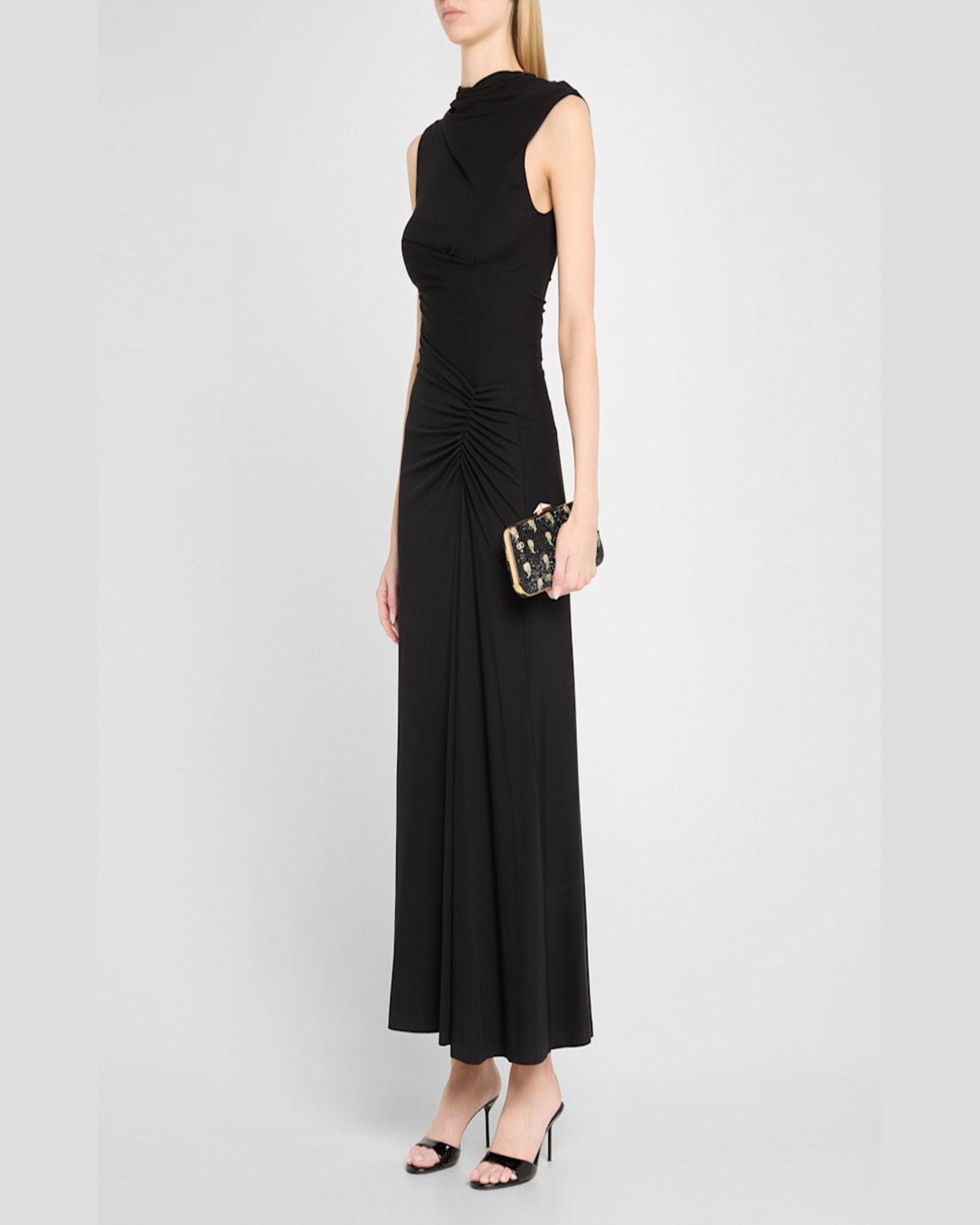 Valentino Carry Secrets Vlogo Flower Crystals Minaudiere In Nero Multi Crystal