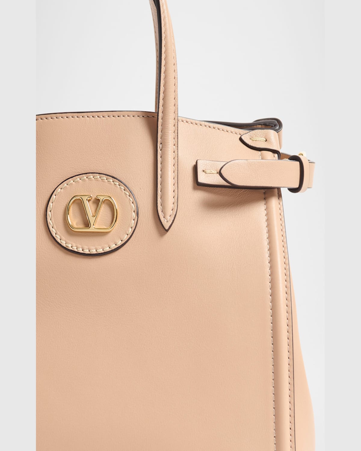 Valentino Antibes Small Leather Tote Bag In Rose Sand