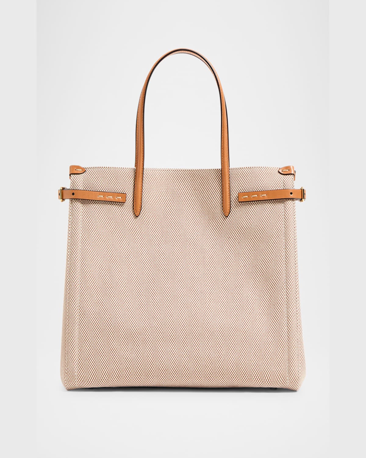 Valentino Antibes Medium Canvas Shopping Tote Bag In Naturale Tobacco