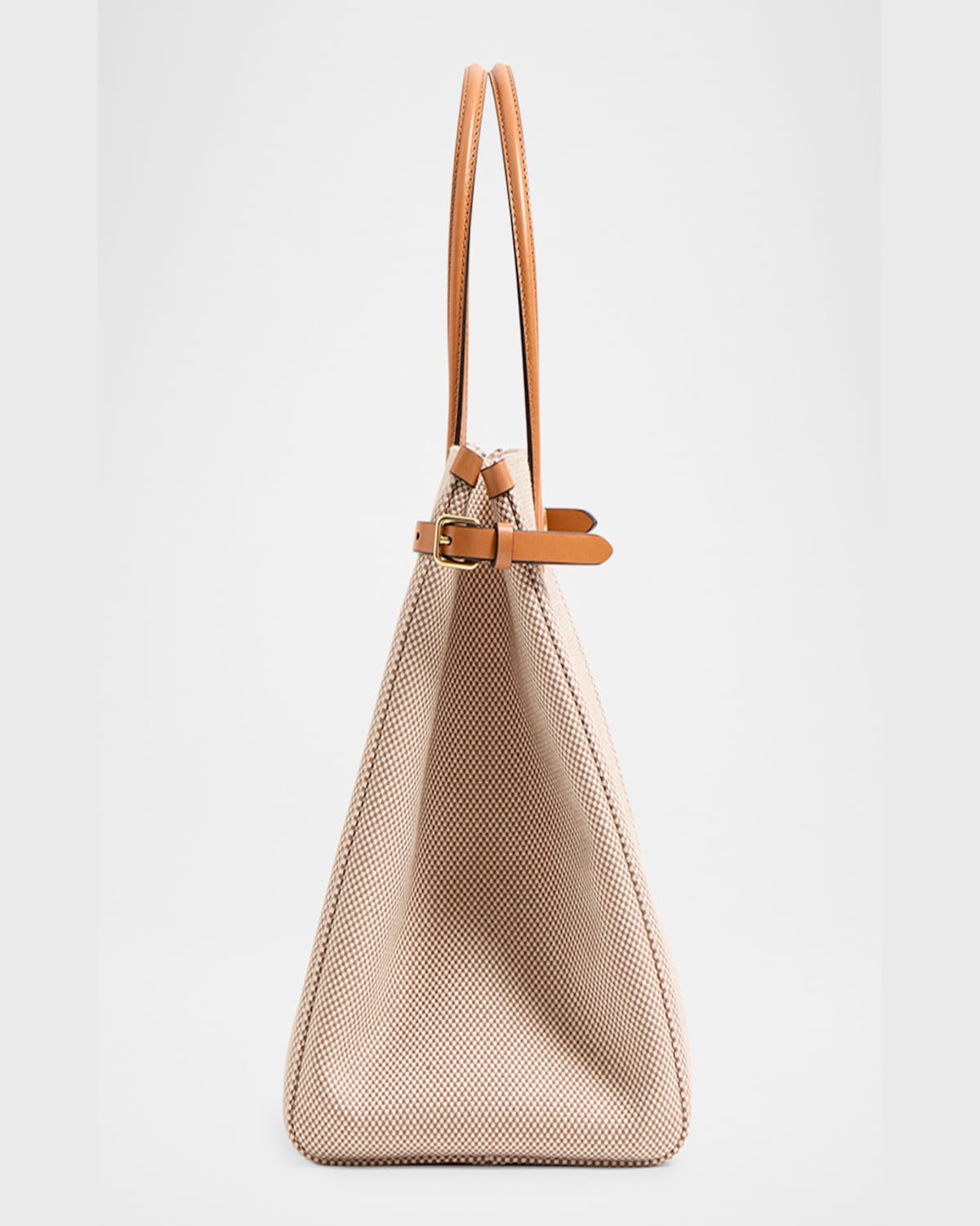Valentino Antibes Medium Canvas Shopping Tote Bag In Naturale Tobacco