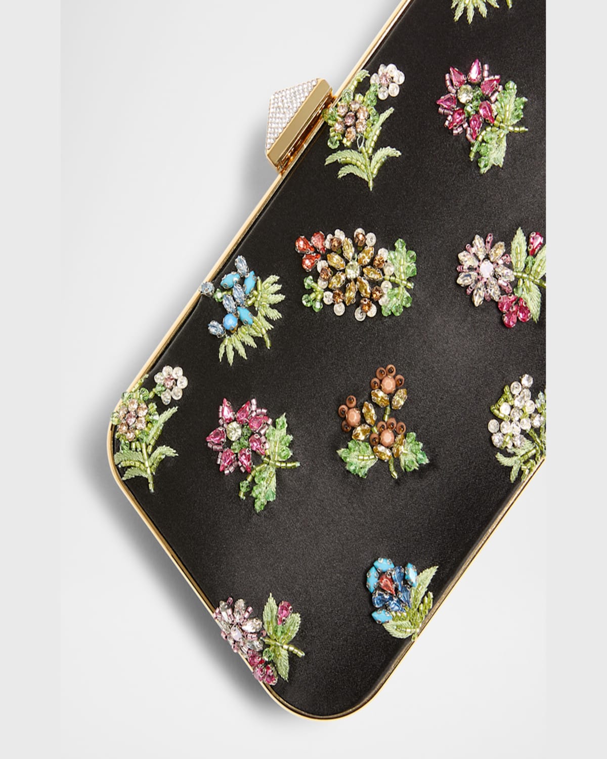 Valentino Carry Secrets Little Flower Satin Minaudiere In Nero Multicolor