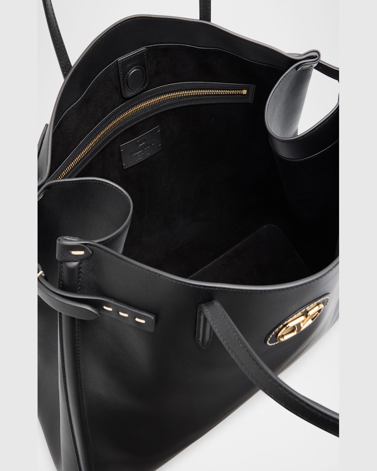 Valentino Antibes Large Napa Leather Tote Bag In Nero
