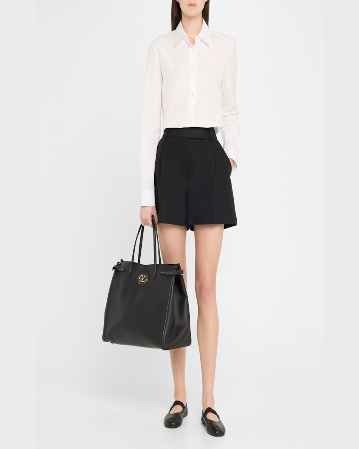 Valentino Antibes Large Napa Leather Tote Bag In Nero