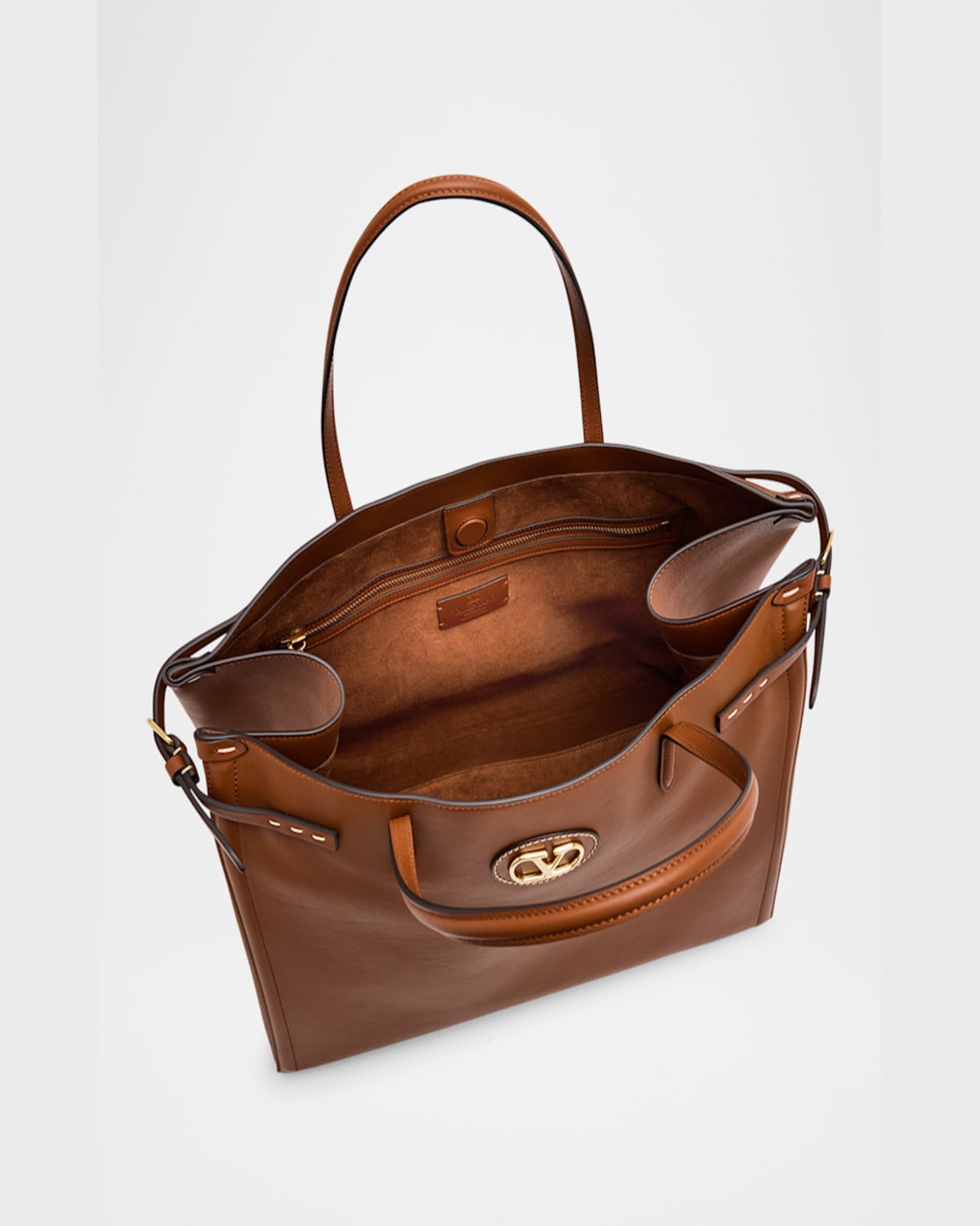 Valentino Antibes Large Napa Leather Tote Bag In Nero