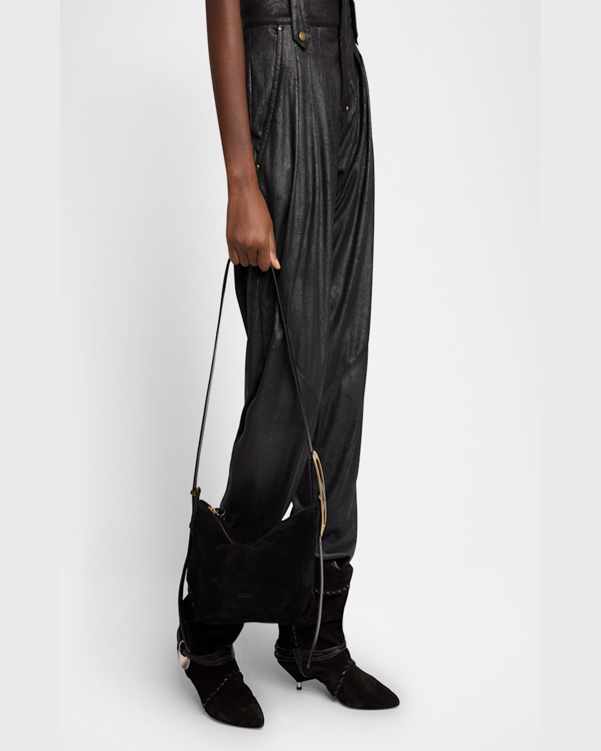 ISABEL MARANT LEYDEN MINI BUCKLE SUEDE SHOULDER BAG 
