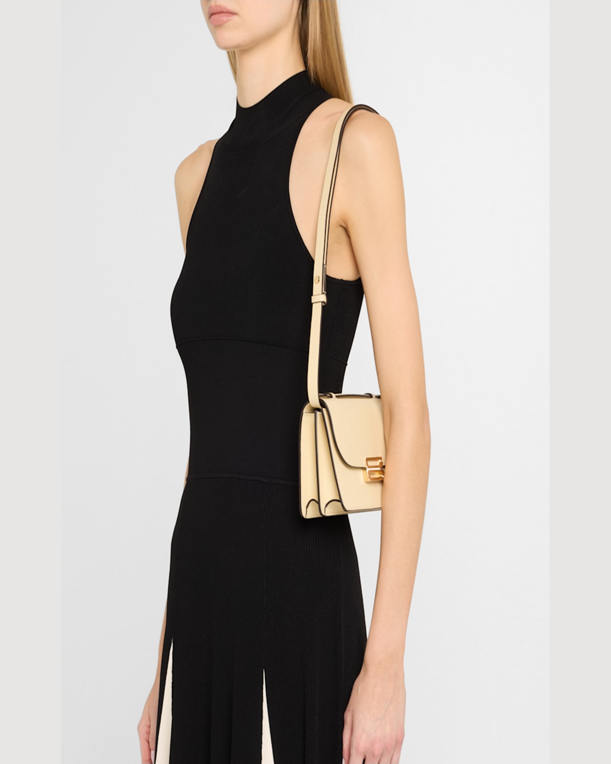 Victoria Beckham Mini Buckle Leather Shoulder Bag In Ivory