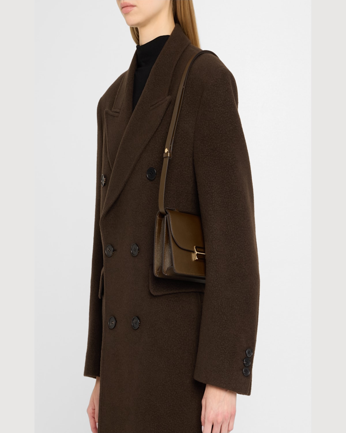 Victoria Beckham Dorian Embossed Leather Shoulder Bag In Khaki