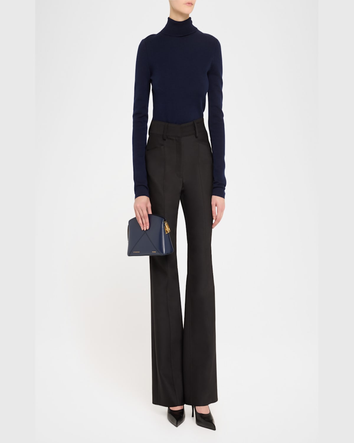 Victoria Beckham The Victoria Zip Leather Crossbody Bag In Navy