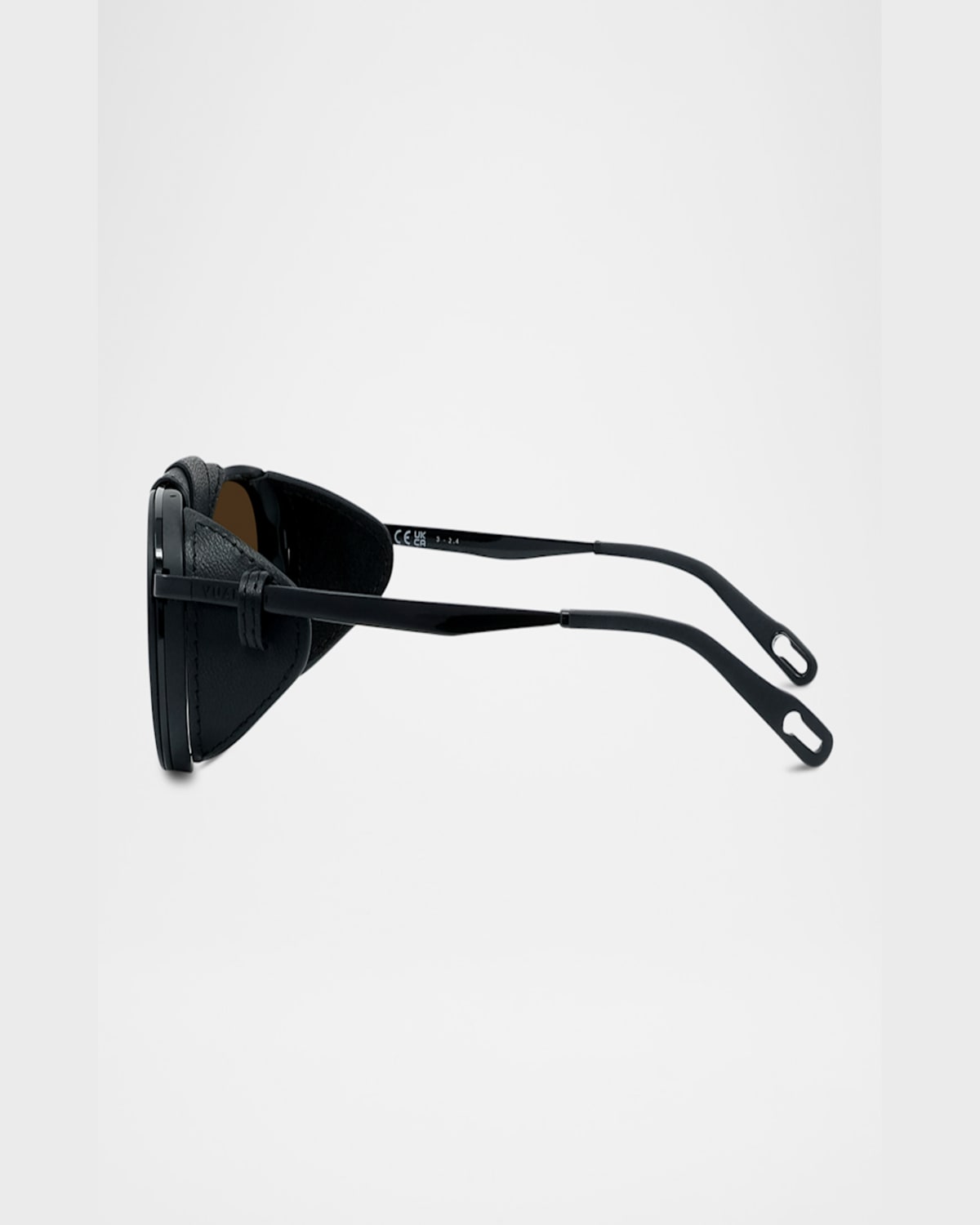 Vuarnet Men's Glacier 02 Titanium Round Sunglasses With Side Shields And Cord In Black Brown