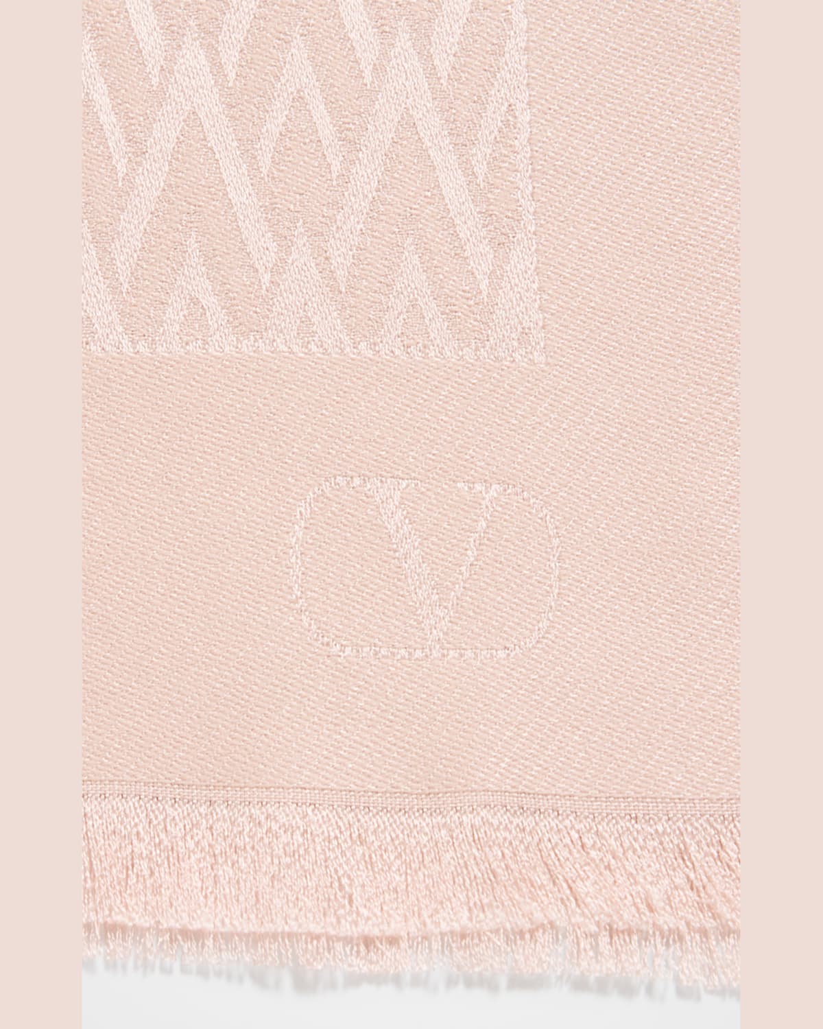 Valentino Monogram Silk Blend Scarf In 0lz Rose Mist