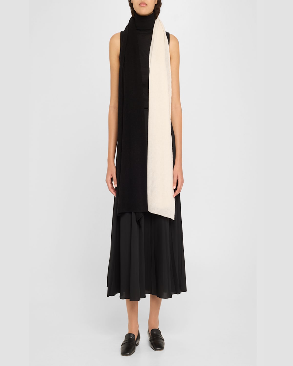 Shop Portolano Colorblock Cashmere Wrap In Black White