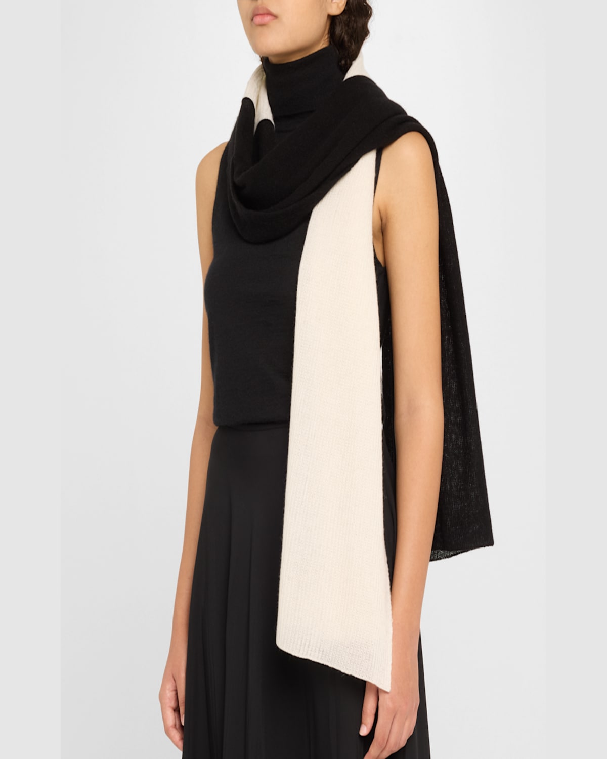 Shop Portolano Colorblock Cashmere Wrap In Black White