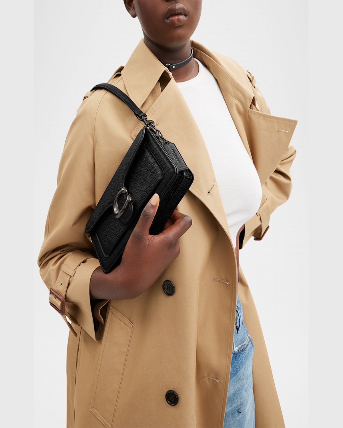Coach Tabby 20 Pebbled Leather Shoulder Bag In Black/black