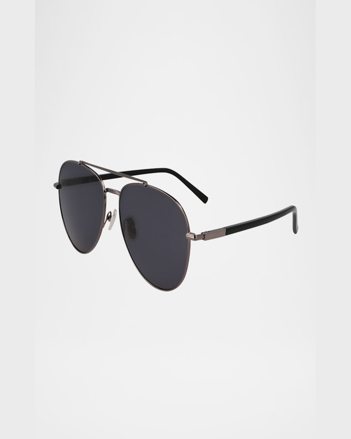 Ferragamo Men's Sf316s Prisma Metal Aviator Sunglasses In Dark Ruthenium/grey