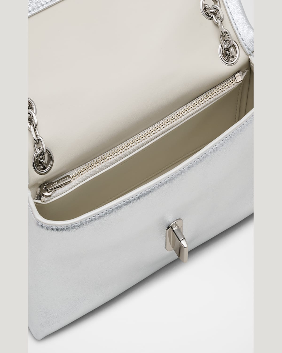 Marc Jacobs Womens The Dual Leather Wallet On Chain Silver In Silver