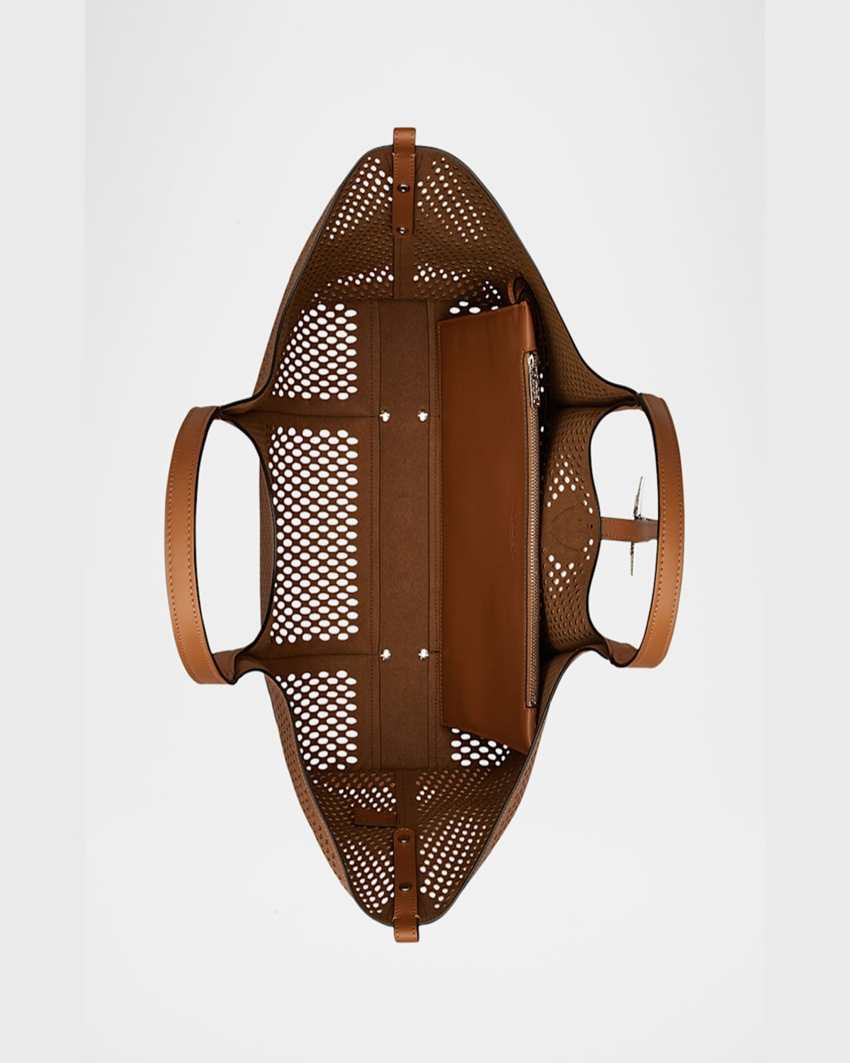 Tod's Medium Laser-cut Leather Shopping Tote Bag In Kenia Scuro