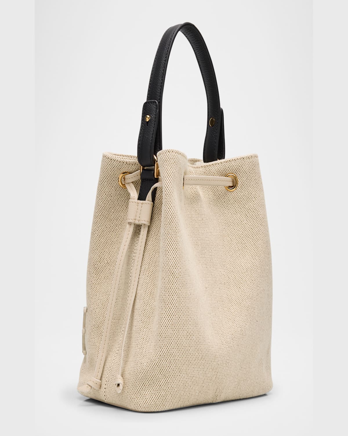 Versace La Medusa Canvas Bucket Bag In Rope Ice Black