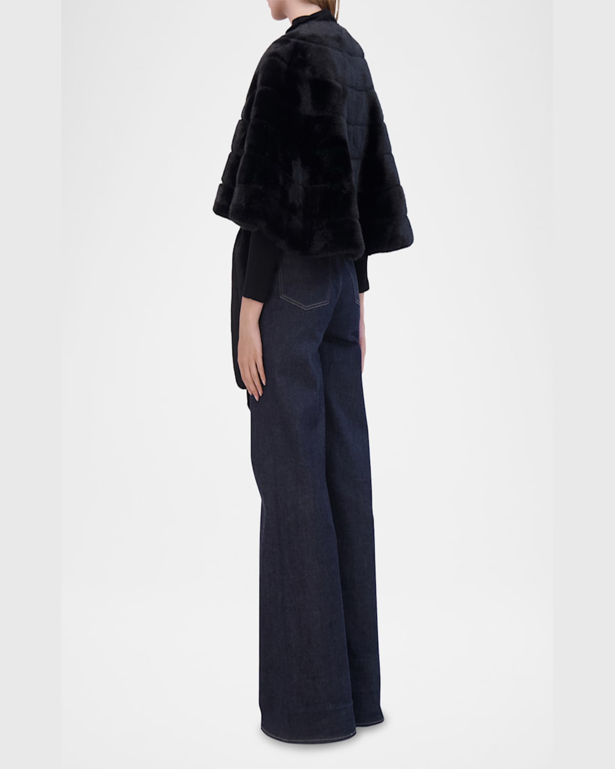 Theia Mink-like Faux Fur Stole In Black