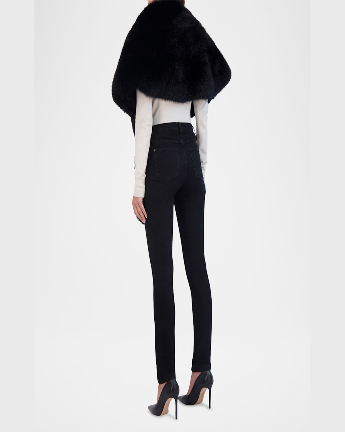 Theia Fox-like Faux Fur Stole In Black