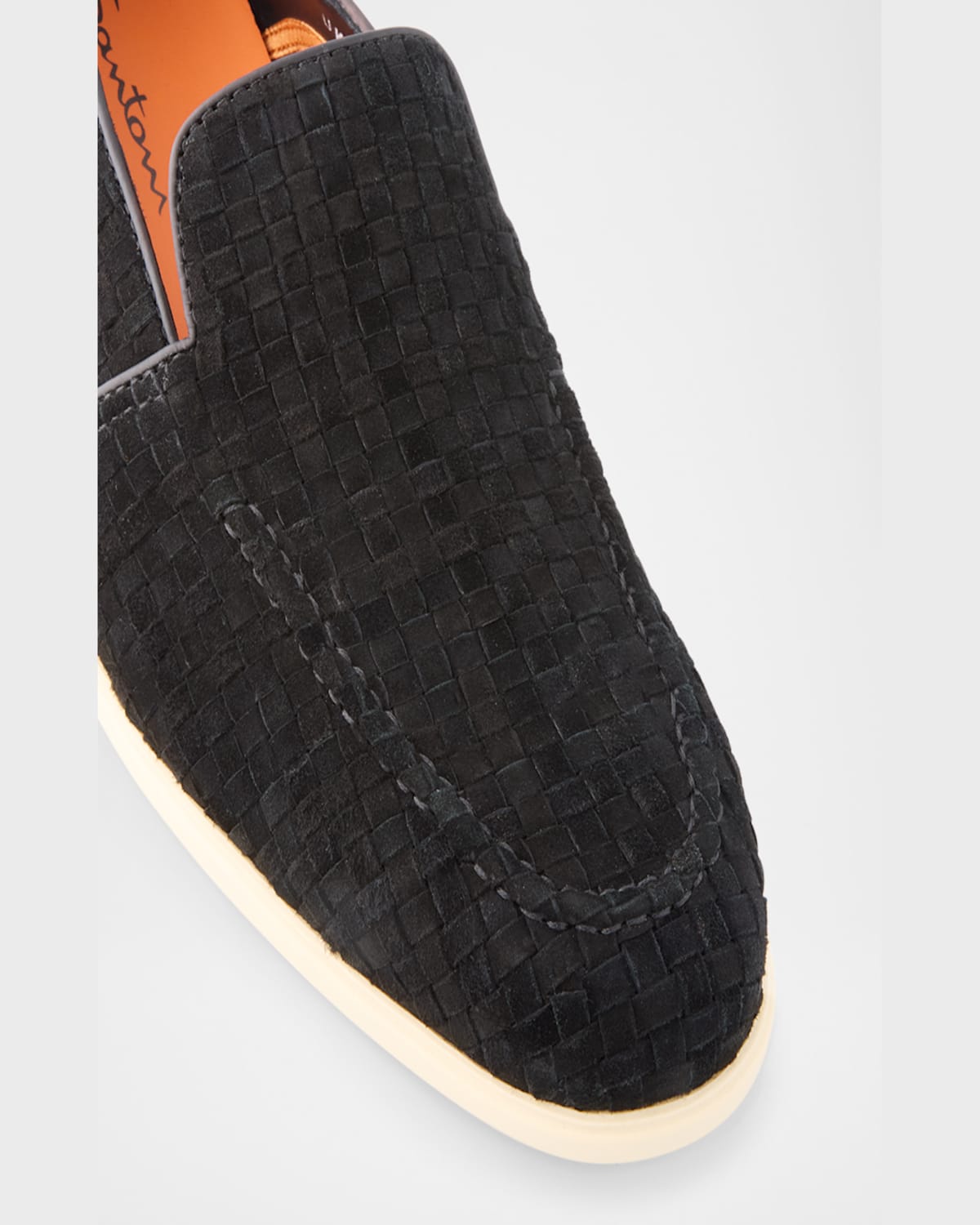 Santoni Men's Theo Woven Suede Loafers In Light Brown