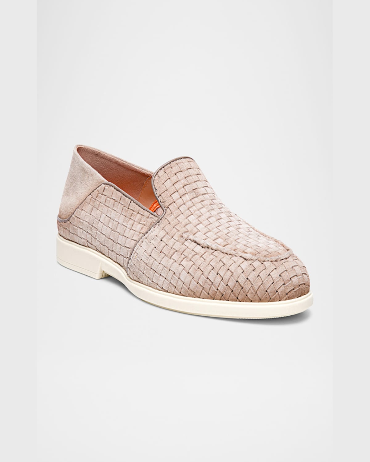 Santoni Men's Theo Woven Suede Loafers In Light Brown