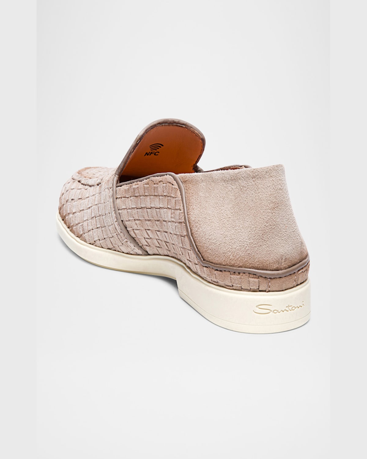 Santoni Men's Theo Woven Suede Loafers In Light Brown