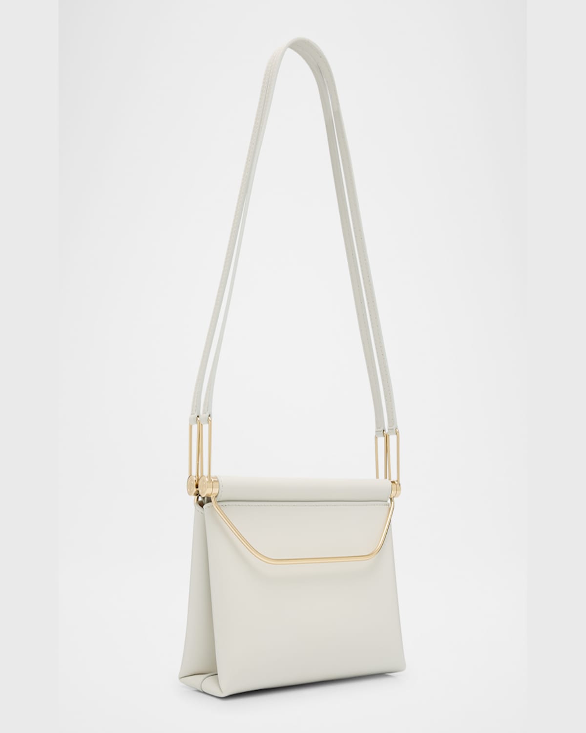 Shop Giorgio Armani Avenue Small Polished Leather Shoulder Bag In Chalk