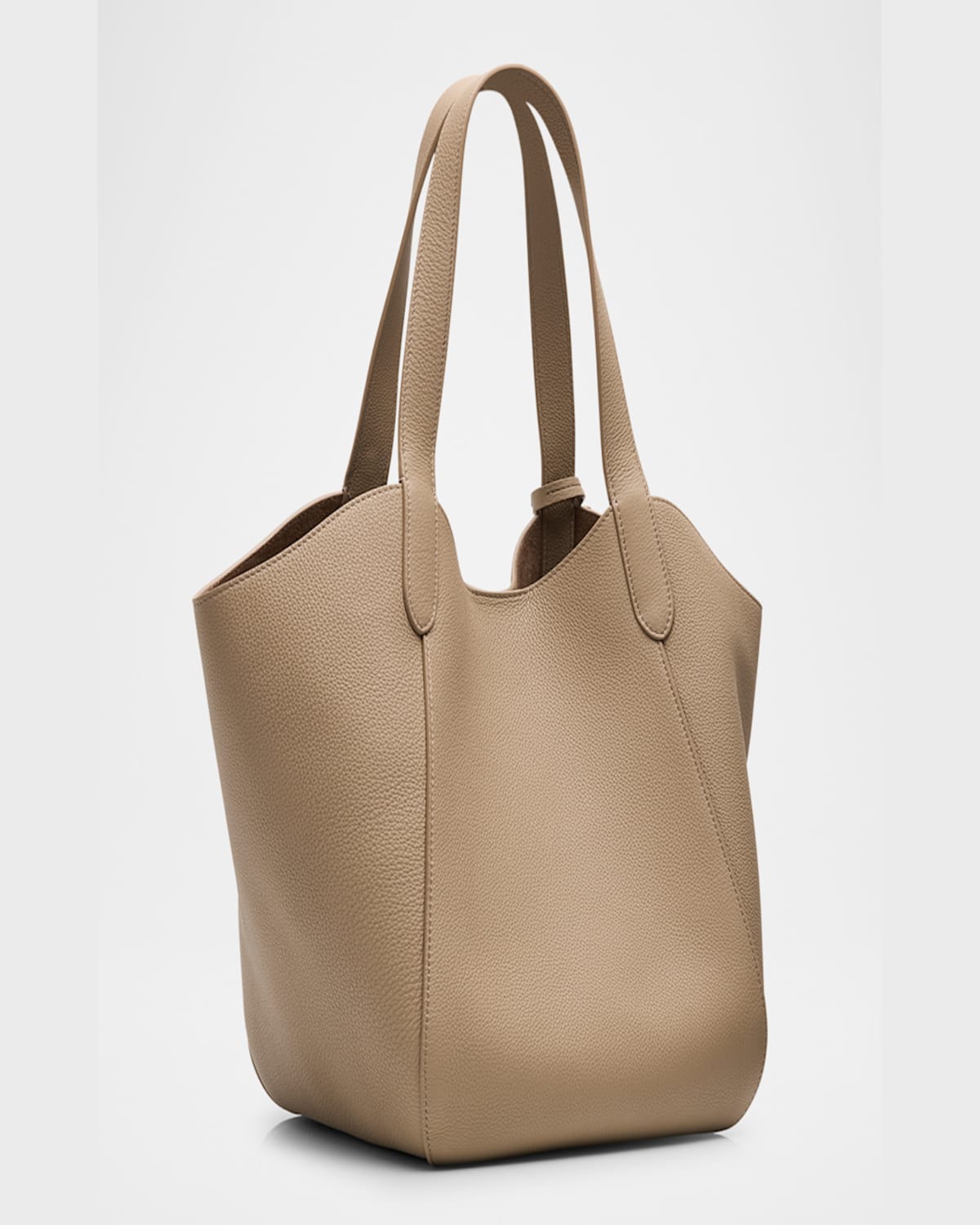 Shop Giorgio Armani Gem Medium Grain Leather Tote Bag In Taupe