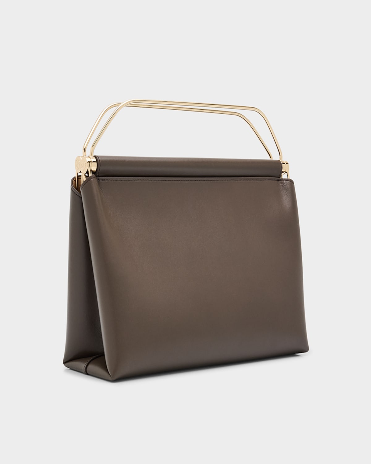 Giorgio Armani Avenue Large Polished Leather Clutch Bag In Mud
