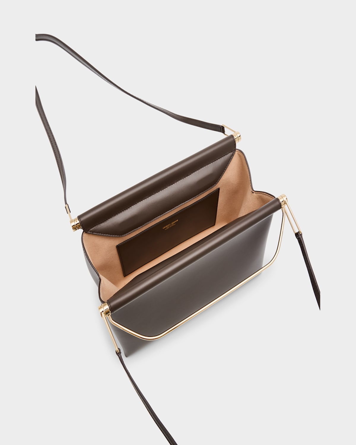 Giorgio Armani Avenue Large Polished Leather Clutch Bag In Mud