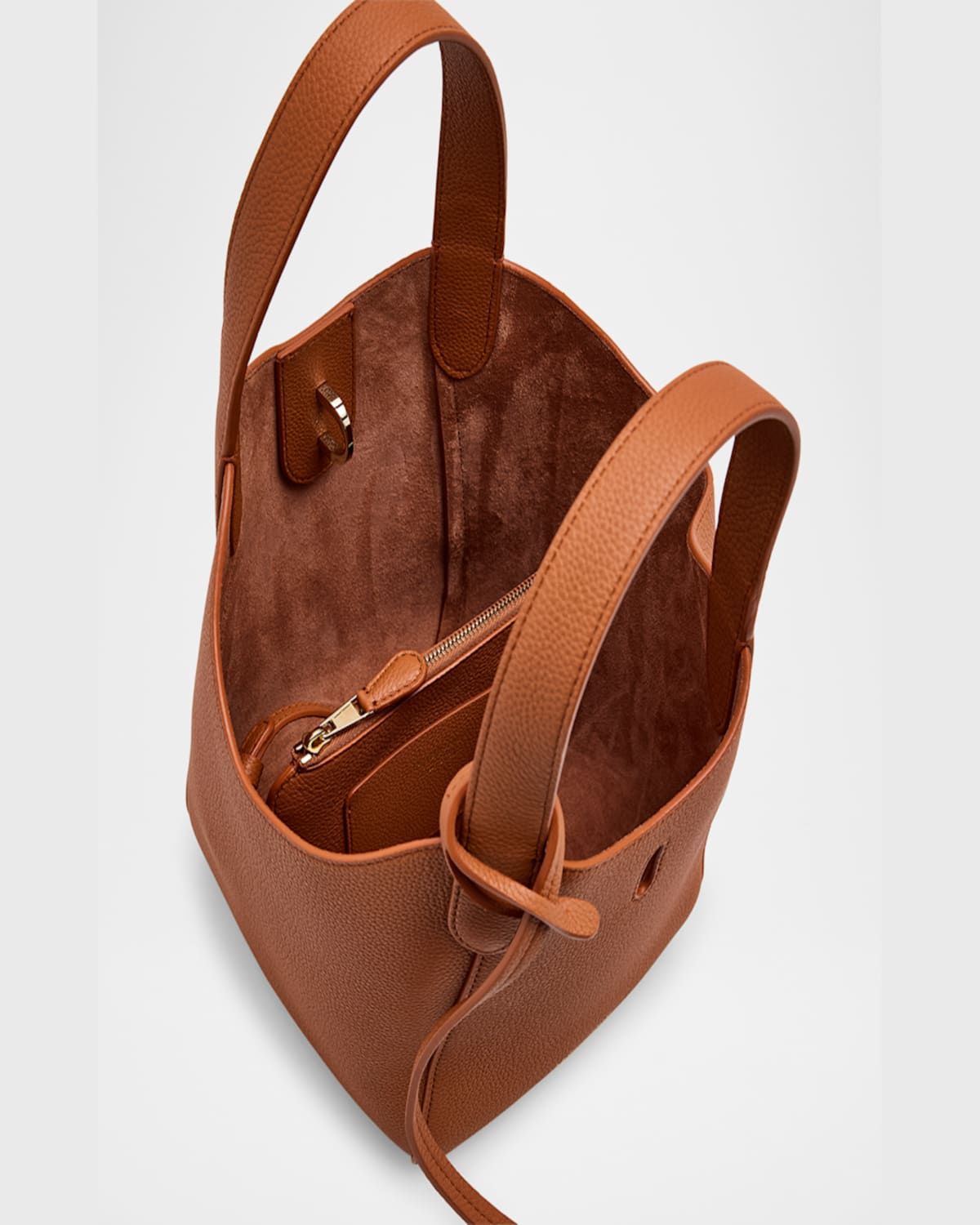 Shop Giorgio Armani Gem Small Pebble Leather Tote Bag