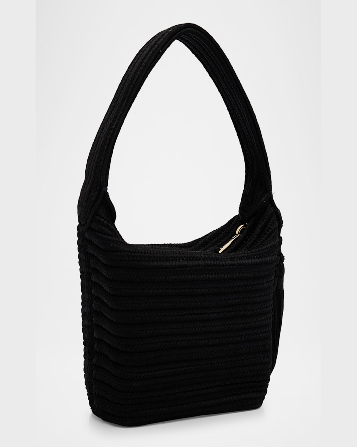 Giorgio Armani La Prima Mini Tassel Woven Hobo Bag In Black