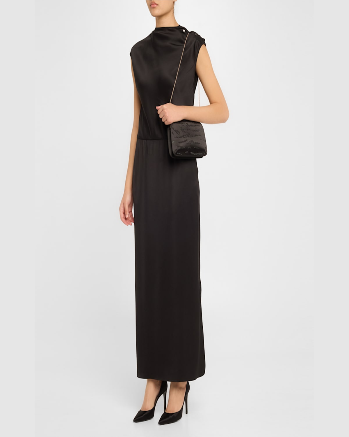 Giorgio Armani La Prima Crystal Silk Clutch Bag In Black