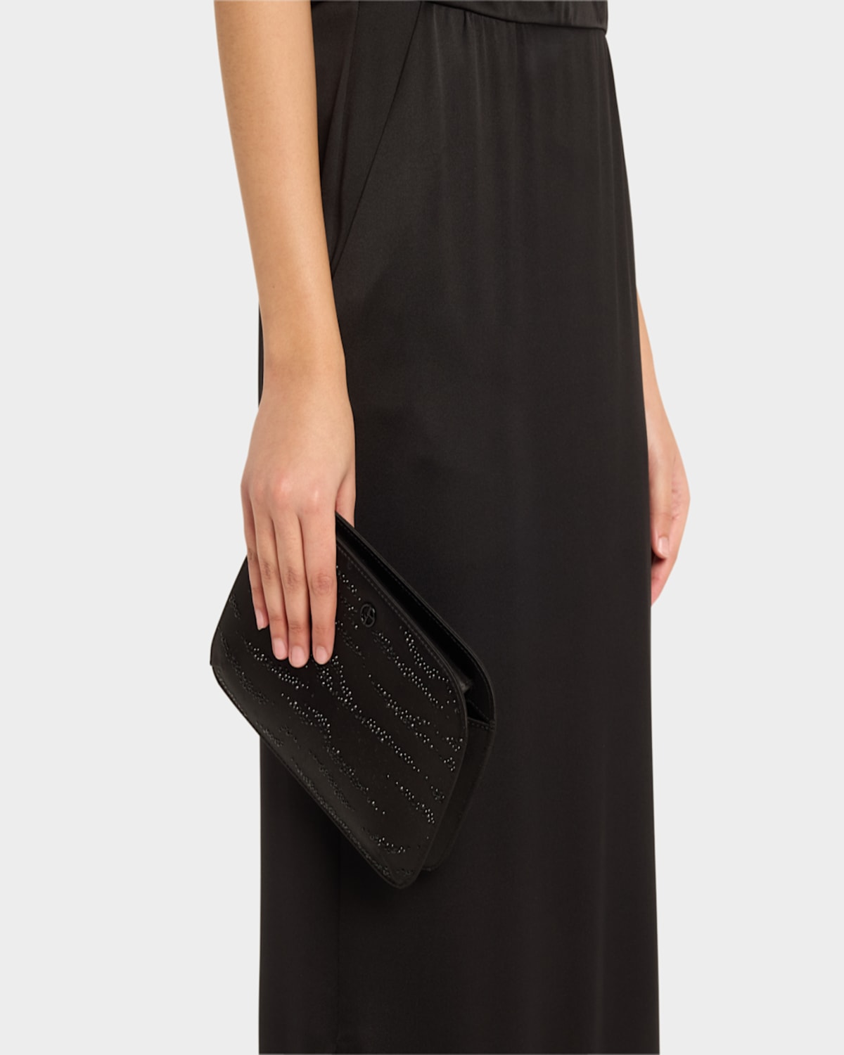 Giorgio Armani La Prima Crystal Silk Clutch Bag In Black