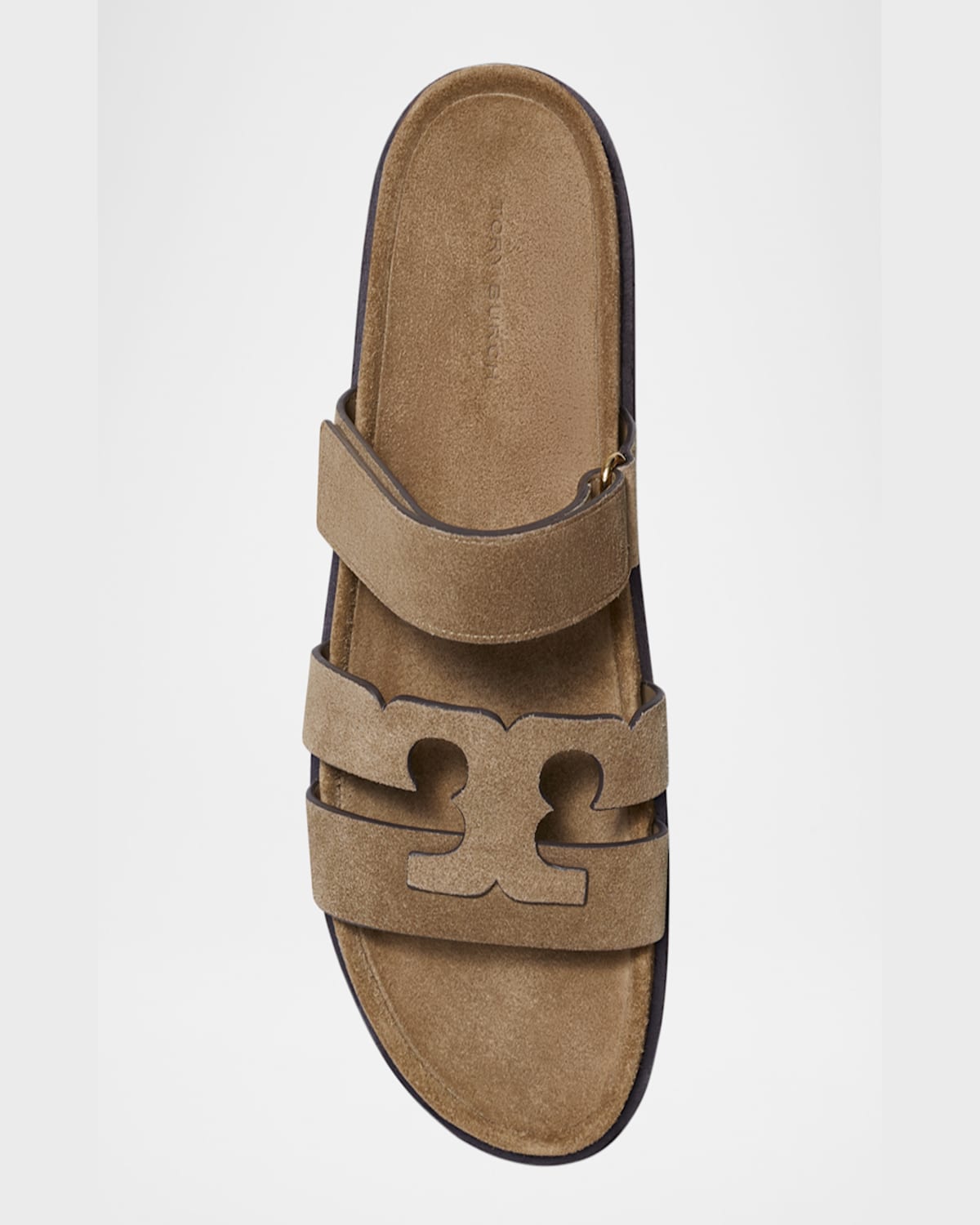 Shop Tory Burch Ines Suede Triple-band Sport Mule Sandals In New Navy