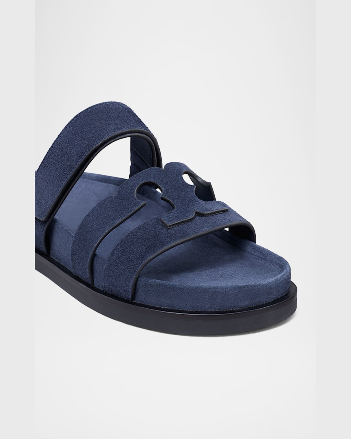 Shop Tory Burch Ines Suede Triple-band Sport Mule Sandals In New Navy