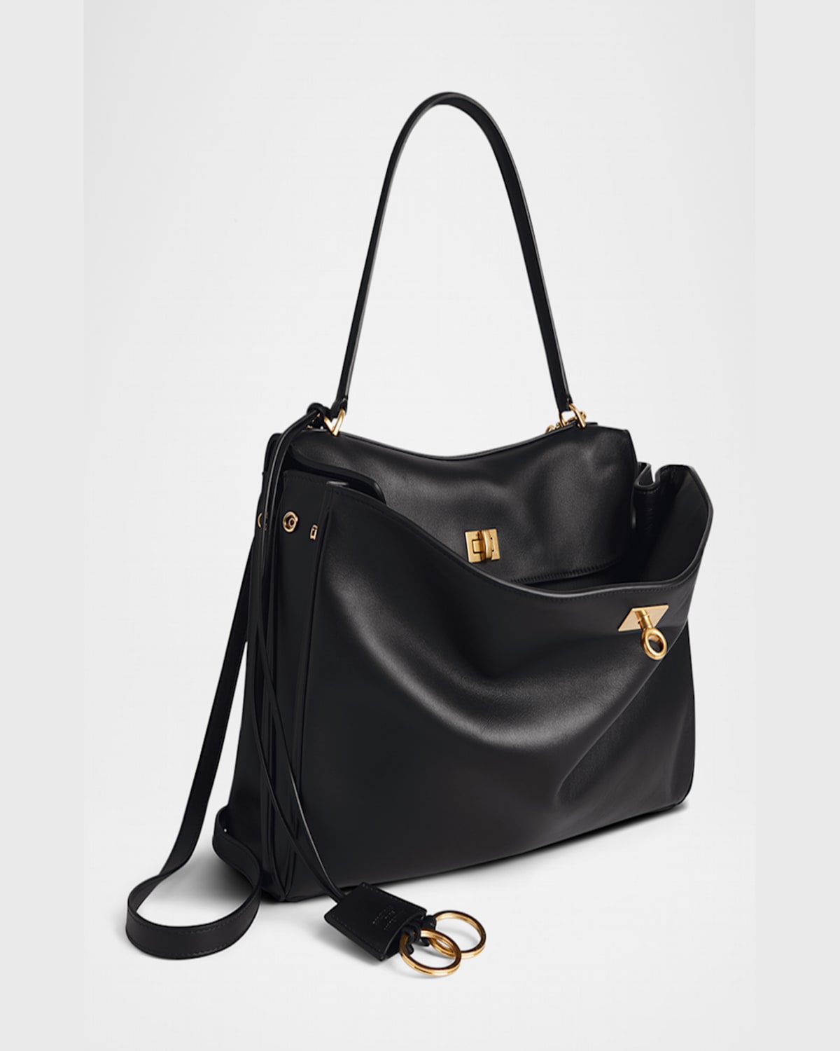 Balenciaga Shoulder Bag Structured Gold-tone Hardware In Black