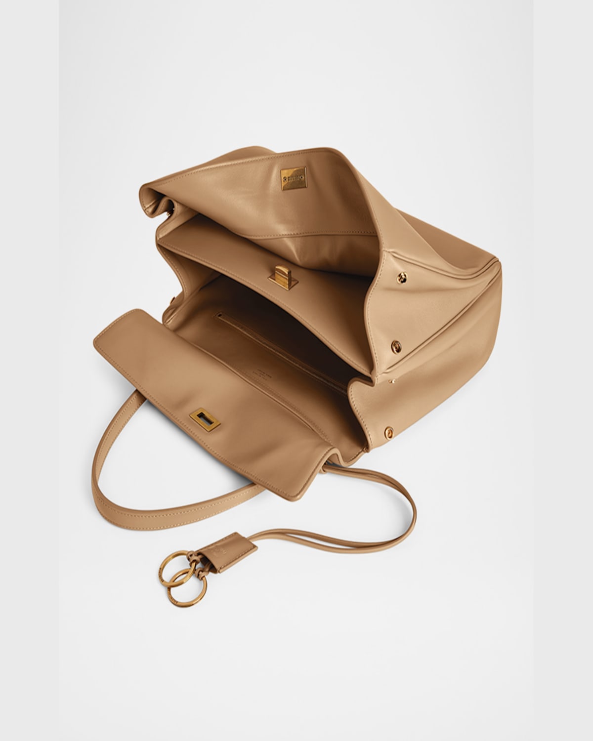 Balenciaga Rodeo Medium Leather Top-handle Bag In 2621 Latte