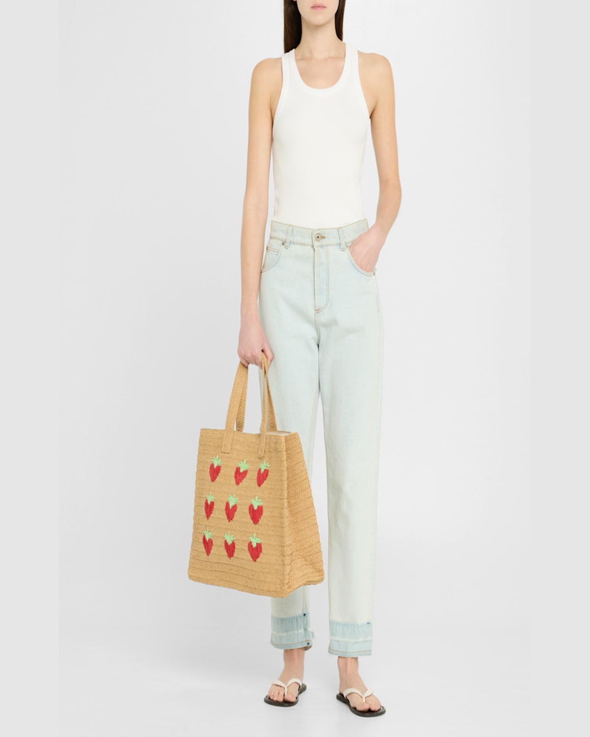 Btb Los Angeles Strawberry Straw Tote Bag In Sand
