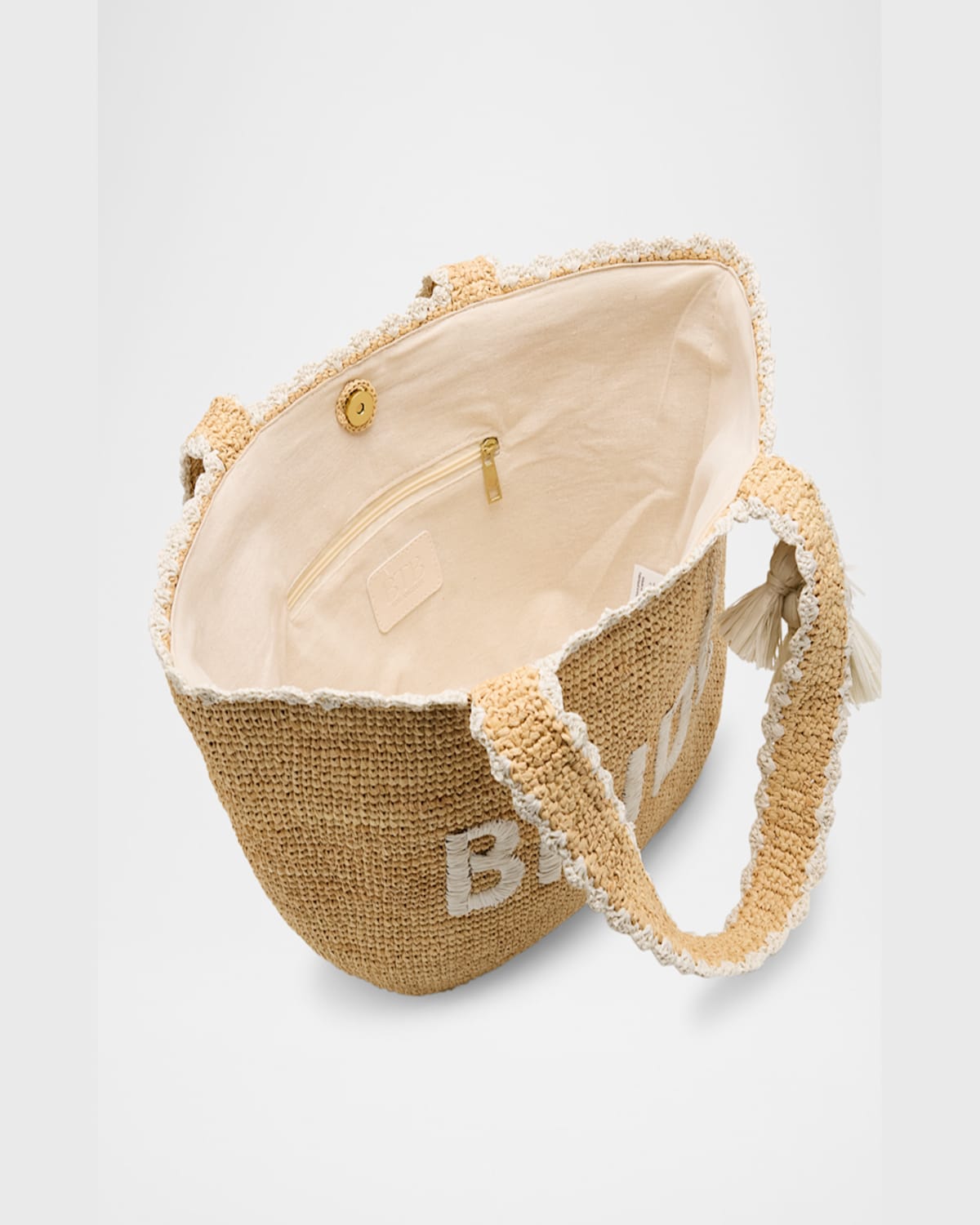 Btb Los Angeles Bride Tassel Raffia Tote Bag In Natural White