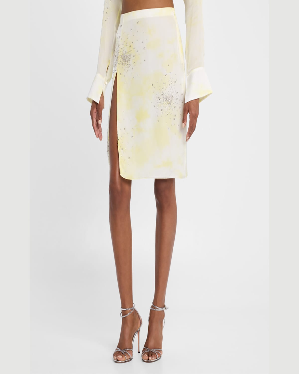 DES PHEMMES EMBELLISHED TIE-DYE SKIRT 