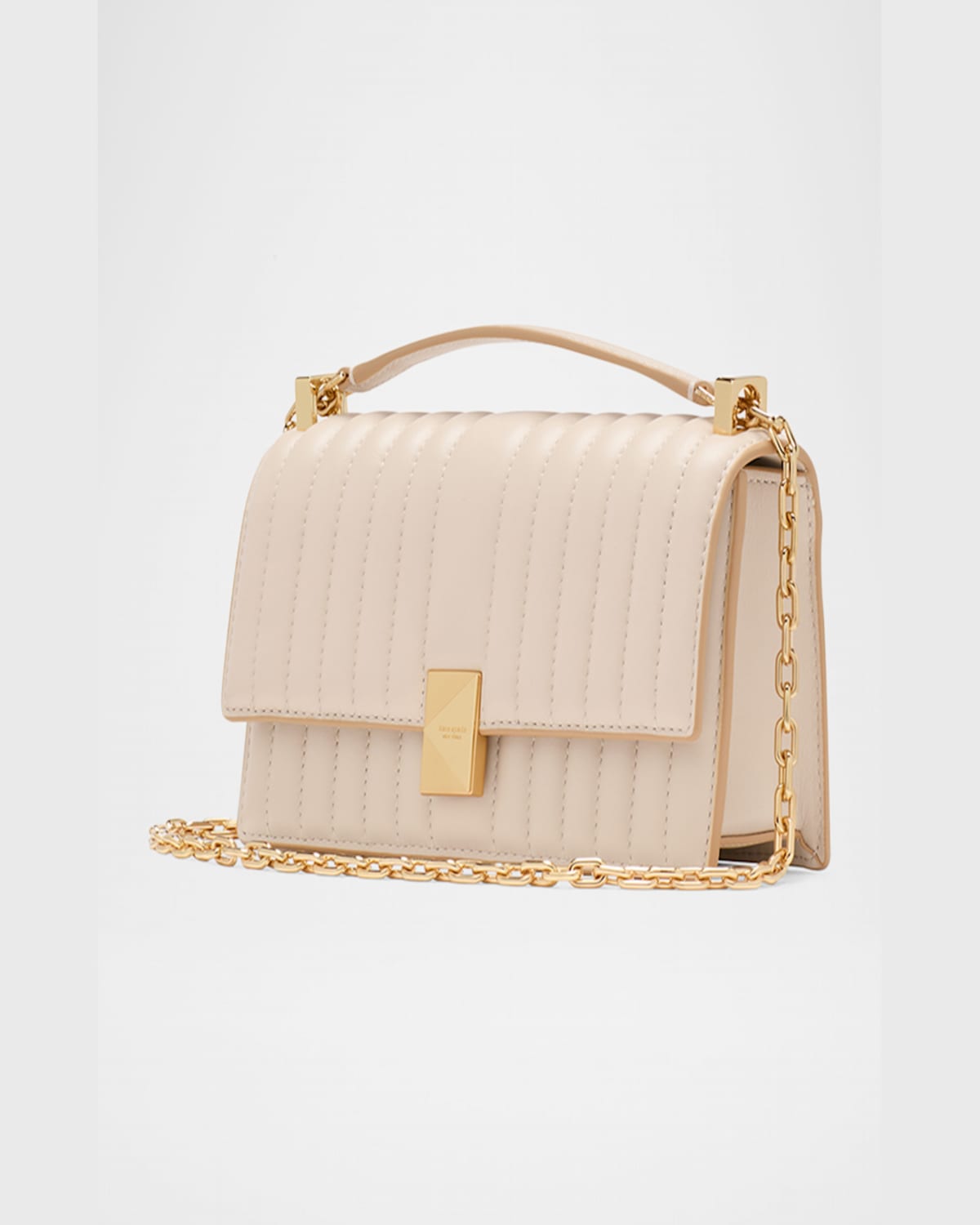 Kate Spade Deco Quilted Leather Mini Flap Chain Crossbody Bag In Milk Glass