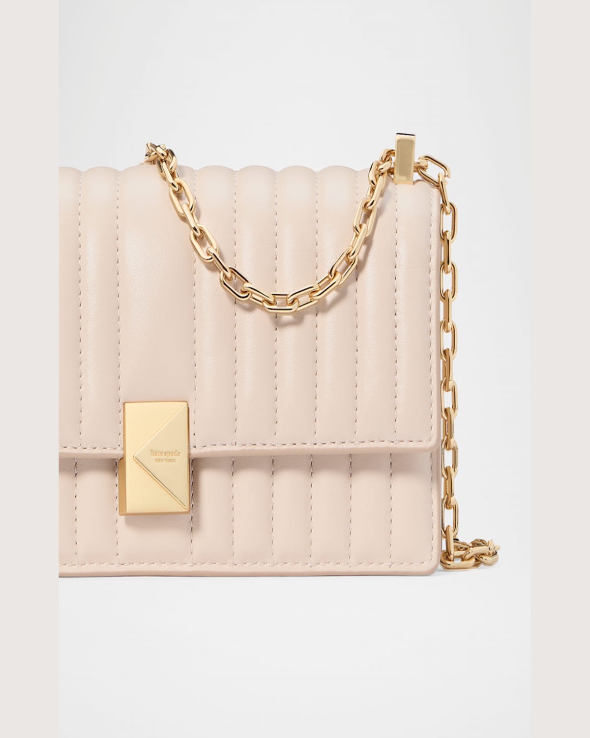 Kate Spade Deco Quilted Leather Mini Flap Chain Crossbody Bag In Milk Glass